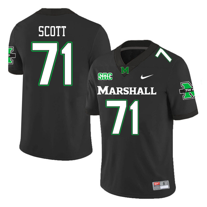 Marshall Thundering Herd #71 Morgan Scott College Football Jerseys Stitched-Black